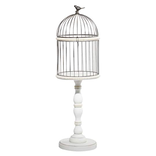 White Wood Farmhouse Birdcage, 44" x 14" x 14"